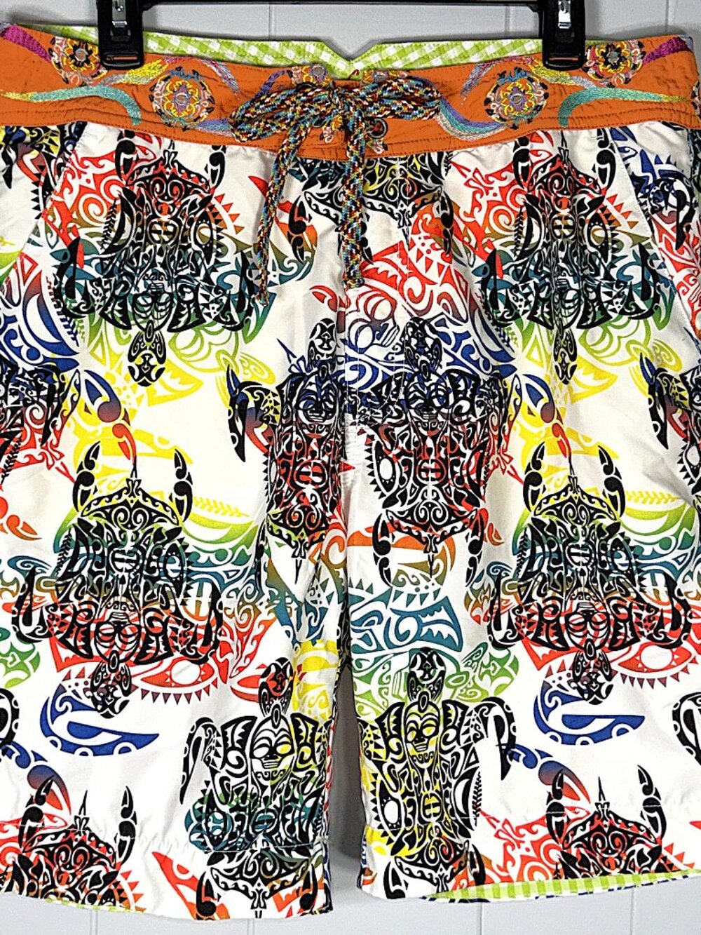 Robert Graham Board Shorts Swim Trunks Bathing Suit Liner Turtle Embroidered 34